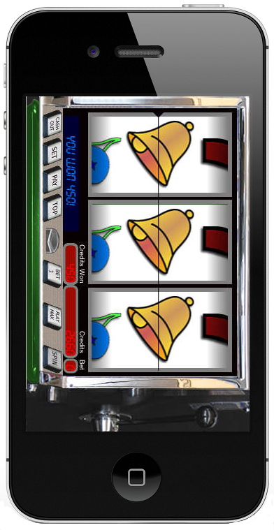 The Reel Machine game displayed on an iPhone